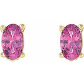 14K Yellow Natural Pink Tourmaline Earrings